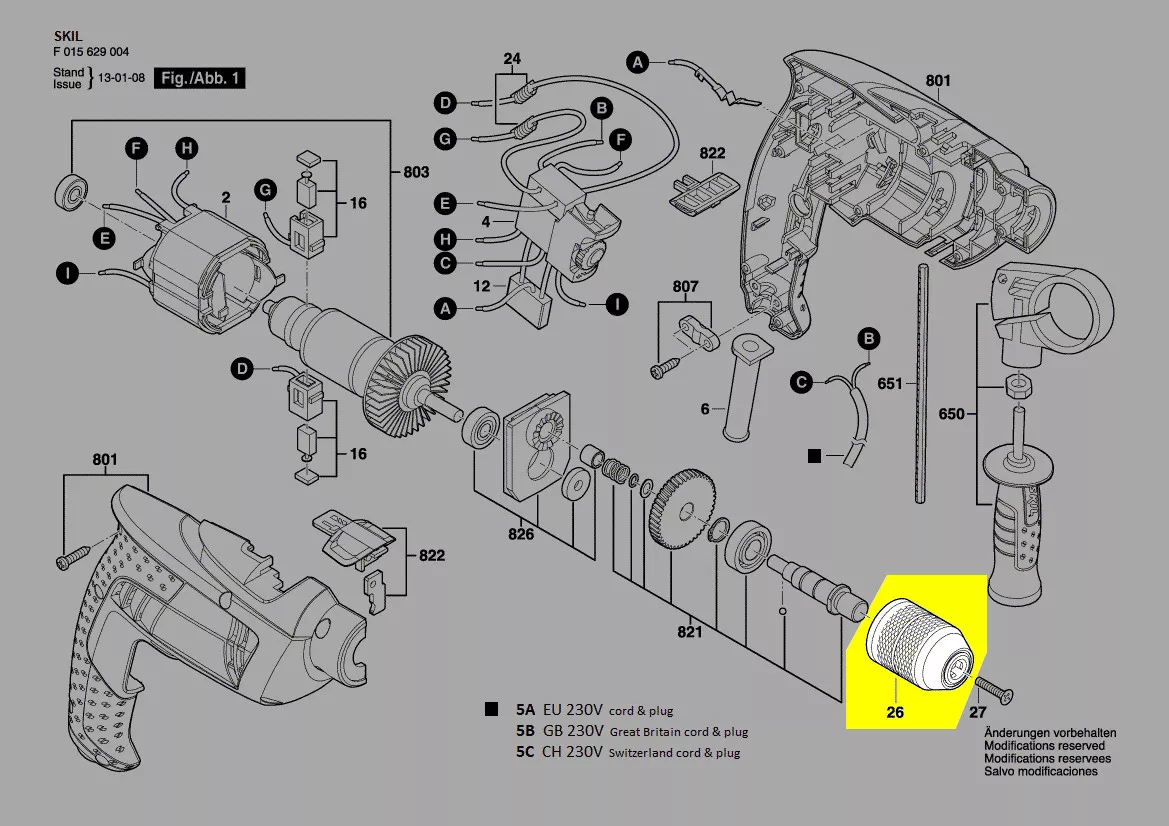 Mandrin à serrage rapide réf. 2610399649 Skil